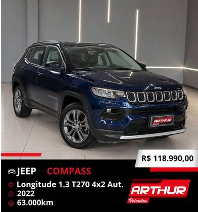 JEEP COMPASS 1.3 T270 TURBO FLEX LONGITUDE AT6
